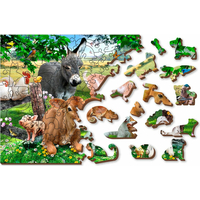 WOODEN CITY Drevené puzzle Škôlka na farme 2v1, 300 dielikov EKO