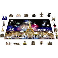 WOODEN CITY Drevené puzzle Nočný Paríž 2v1, 505 dielikov EKO