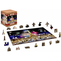 WOODEN CITY Drevené puzzle Nočný Paríž 2v1, 505 dielikov EKO