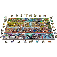 WOODEN CITY Drevené puzzle Úžasné kráľovstvo zvierat 2v1, 1010 dielikov EKO