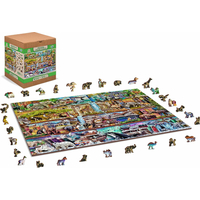 WOODEN CITY Drevené puzzle Úžasné kráľovstvo zvierat 2v1, 1010 dielikov EKO