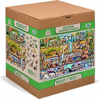 WOODEN CITY Drevené puzzle Úžasné kráľovstvo zvierat 2v1, 1010 dielikov EKO