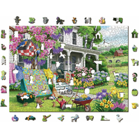 WOODEN CITY Drevené puzzle Vidiecka záhrada 2v1, 1010 dielikov EKO