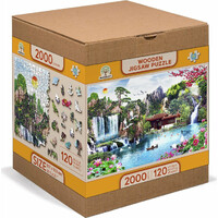 WOODEN CITY Drevené puzzle Vodopády v japonskej záhrade 2v1, 2000 dielikov EKO