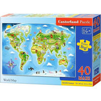 CASTORLAND Puzzle Obrázková mapa sveta MAXI 40 dielikov