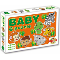 DOHÁNY Baby puzzle Zvieracie hlavičky - safari 6v1 (2-4 dieliky)