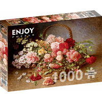 ENJOY Puzzle Košík ruží a karafiátov 1000 dielikov
