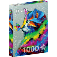 ENJOY Puzzle Krásna mačka a motýľ 1000 dielikov