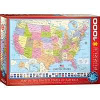 EUROGRAPHICS Puzzle Politická mapa USA 1000 dielikov