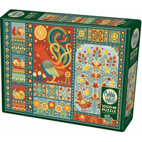 COBBLE HILL Puzzle Vyšívaná deka: Scandi Chicken 1000 dielikov