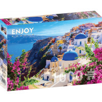 ENJOY Puzzle Santorini s kvetinami, Grécko 1000 dielikov