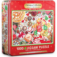 EUROGRAPHICS Puzzle v plechovej krabičke Vianočný stôl 1000 dielikov