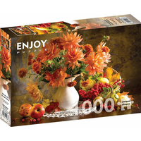 ENJOY Puzzle Zátišie s oranžovými georgínami 1000 dielikov