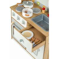 ECOTOYS Drevená kuchynka bielo-hnedá