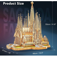 CUBICFUN Svietiace 3D puzzle Sagrada Família 696 dielikov