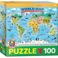 EUROGRAPHICS Puzzle Ilustrovaná mapa sveta 100 dielikov