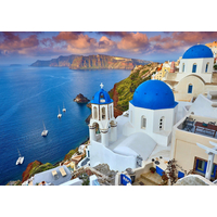 ENJOY Puzzle Santorini - Výhľad na lode, Grécko 1000 dielikov