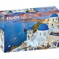 ENJOY Puzzle Santorini - Výhľad na lode, Grécko 1000 dielikov
