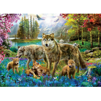 EUROGRAPHICS Puzzle Vlčia rodina pri jazere XL 500 dielikov