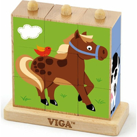 VIGA Nasúvacie kocky domáce zvieratká, 9 kociek