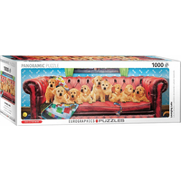 EUROGRAPHICS Panoramatické puzzle Labradori na psej pohovke 1000 dielikov
