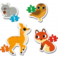 CLEMENTONI Moje prvé puzzle Lesné zvieratká 4v1 (2,3,4,5 dielikov)