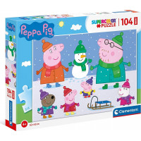 CLEMENTONI Puzzle Prasiatko Peppa: Zima MAXI 104 dielikov