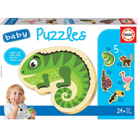 EDUCA Baby puzzle Tropické zvieratá 5v1 (3-5 dielikov)