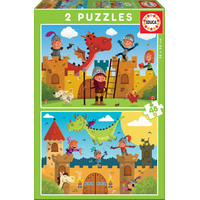 EDUCA Puzzle Draci a rytieri 2x48 dielikov