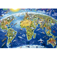 EDUCA Puzzle Mapa so svetovými pamiatkami 2000 dielikov