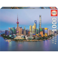 EDUCA Puzzle Panorama Šanghaja pri západe slnka 1000 dielikov