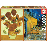 EDUCA Puzzle Slnečnica + Terasa kaviarne v noci 2x1000 dielikov