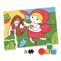 EDUCA Vyfarbovacie puzzle Červená Karkulka 20 dielikov s farbami
