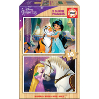 EDUCA Drevené puzzle Disney princeznej 2x16 dielikov