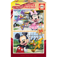 EDUCA Drevené puzzle Mickey a priatelia 2x25 dielikov