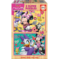 EDUCA Drevené puzzle Minnie a Daisy 2x16 dielikov