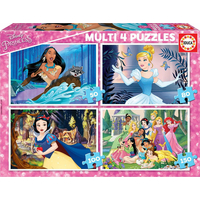 EDUCA Puzzle Disney princeznej 4v1 (50,80,100,150 dielikov)