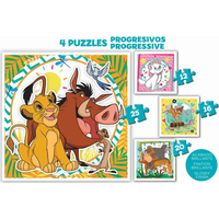 EDUCA Puzzle v kufríku Disney zvieratká 4v1 (12,16,20,25 dielikov)