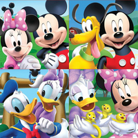 EDUCA Puzzle v kufríku Mickey Mouse a kamaráti 4v1 (12,16,20,25 dielikov)