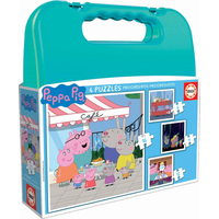 EDUCA Puzzle v kufríku Prasiatko Peppa 4v1 (6,9,12,16 dielikov)