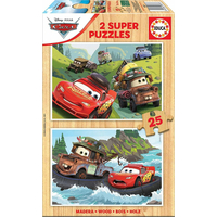 EDUCA Drevené puzzle Autá 2x25 dielikov