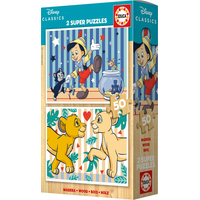 EDUCA Drevené puzzle Disney klasika 2x50 dielikov