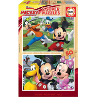 EDUCA Drevené puzzle Mickey a priatelia 2x50 dielikov