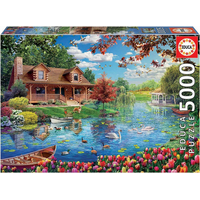 EDUCA Puzzle Dom pri jazere 5000 dielikov
