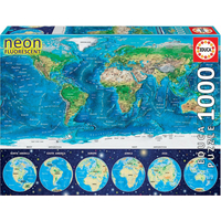 EDUCA Svietiace puzzle Mapa sveta 1000 dielikov