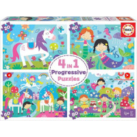 EDUCA Puzzle Kúzelní priatelia 4v1 (20,40,60,80 dielikov)