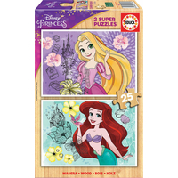 EDUCA Drevené puzzle Disney princeznej 2x25 dielikov