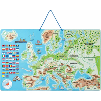 WOODY Magnetická mapa Európy s obrázkami a spoločenská hra, 3v1 v českom jazyku