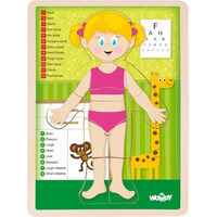 WOODY Obojstranné puzzle Ľudské telo - Dievča (anglicky)