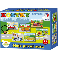 TEDDIES Obrázkové kocky Moje prvé autá, 12 kociek